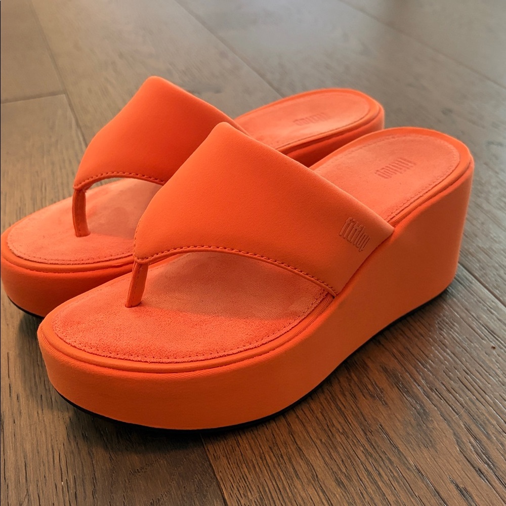 Fitflop orange wedge sandals